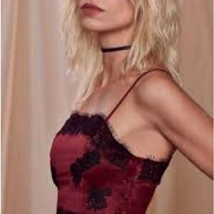 Goth Burgundy Lace Trim Crop Top size‎ XS